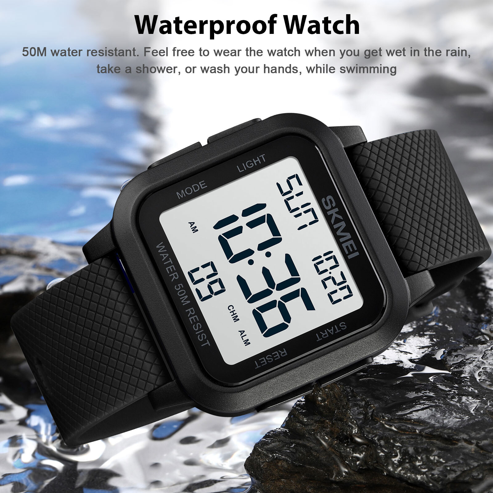 Men's Military Sports Watch LED Screen Large Digital Face Waterproof Wristwatch