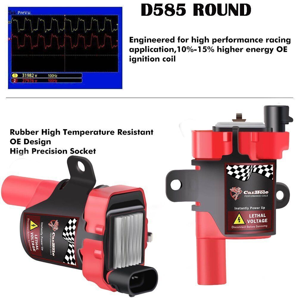 8 Red High Performance Ignition Coils Pack For GMC Chevy C1251 D585 4.8/5.3/6.0L