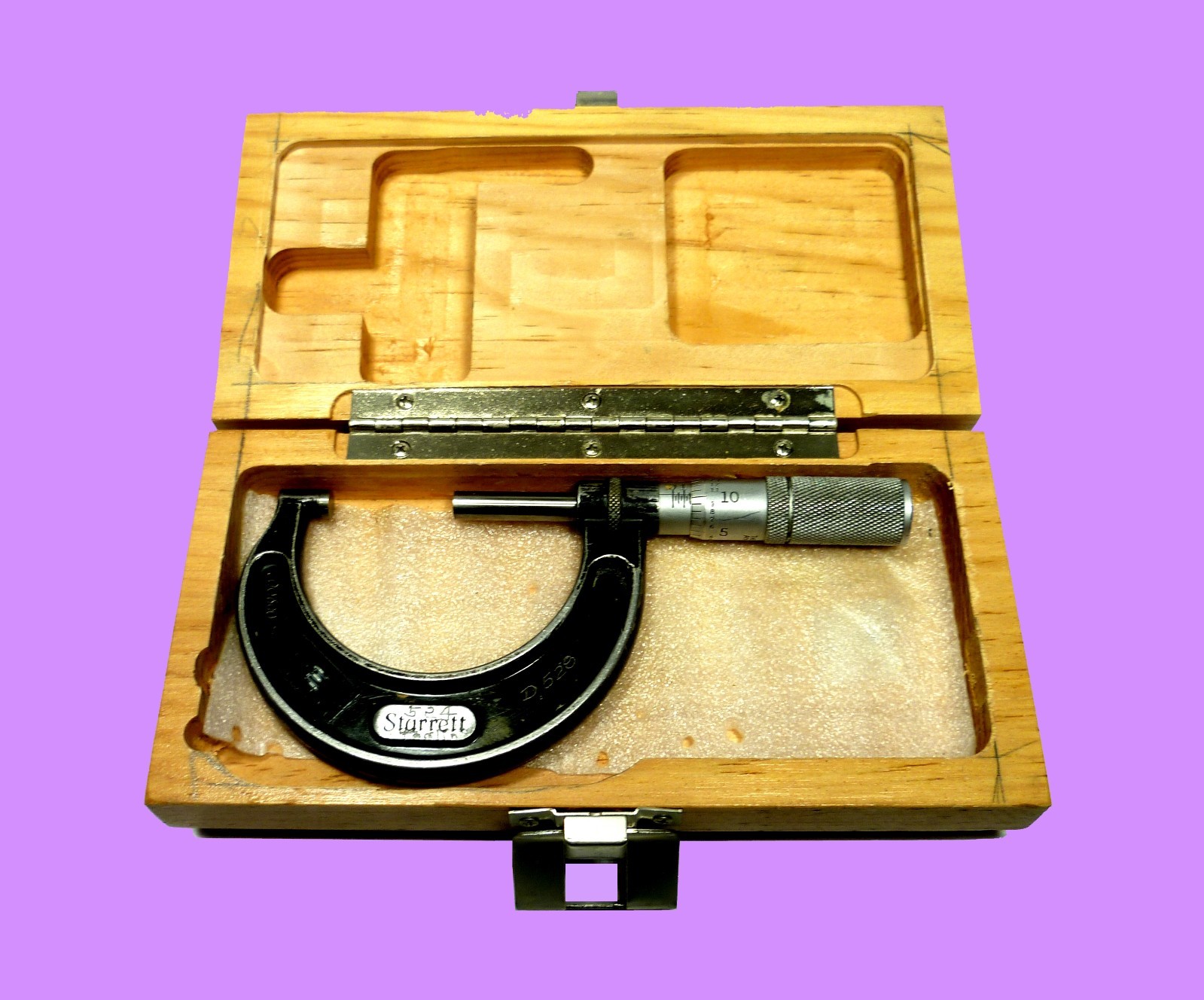TOOLS - STARRETT OUTSIDE MICROMETER - NO. 436, 2" w/WOODEN CASE - BEAUTIFUL COND