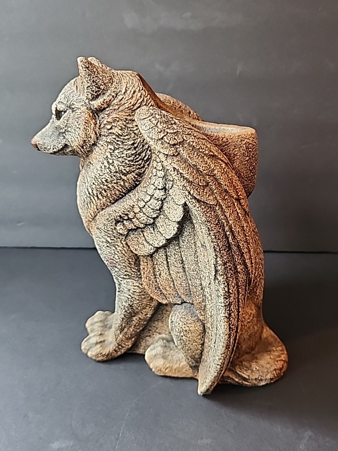 Windstone Editions Winged Spirit Wolf Candle Lamp Statue Pena Gargoyle READ