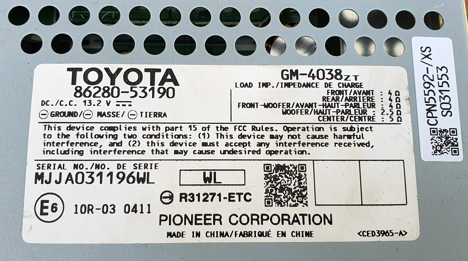 Lexus IS250 IS350 Radio stereo pioneer amplifier oem used 86280-53190