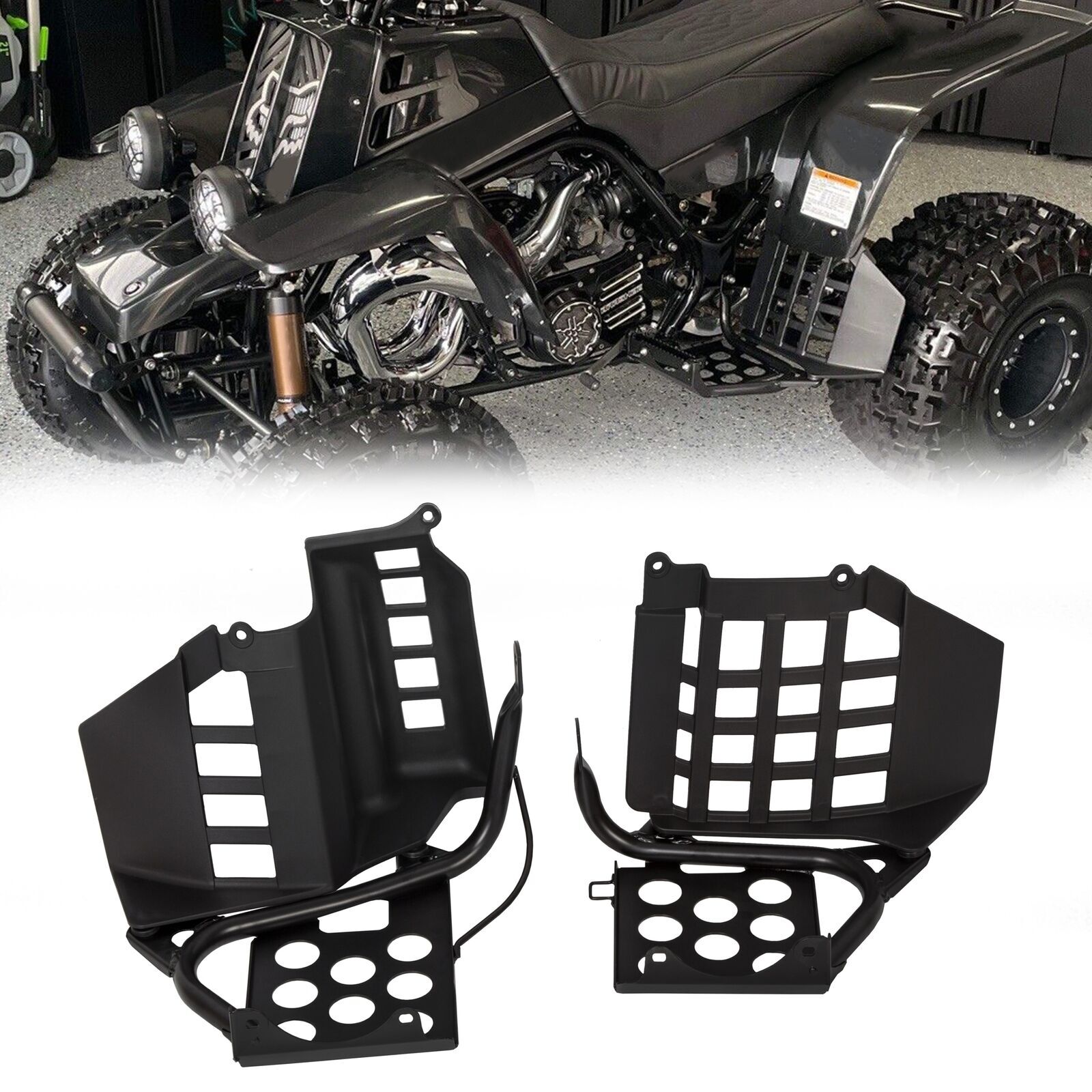 NEW Black Heel Guards footrest For Yamaha Banshee left + right nerf bars Plastic