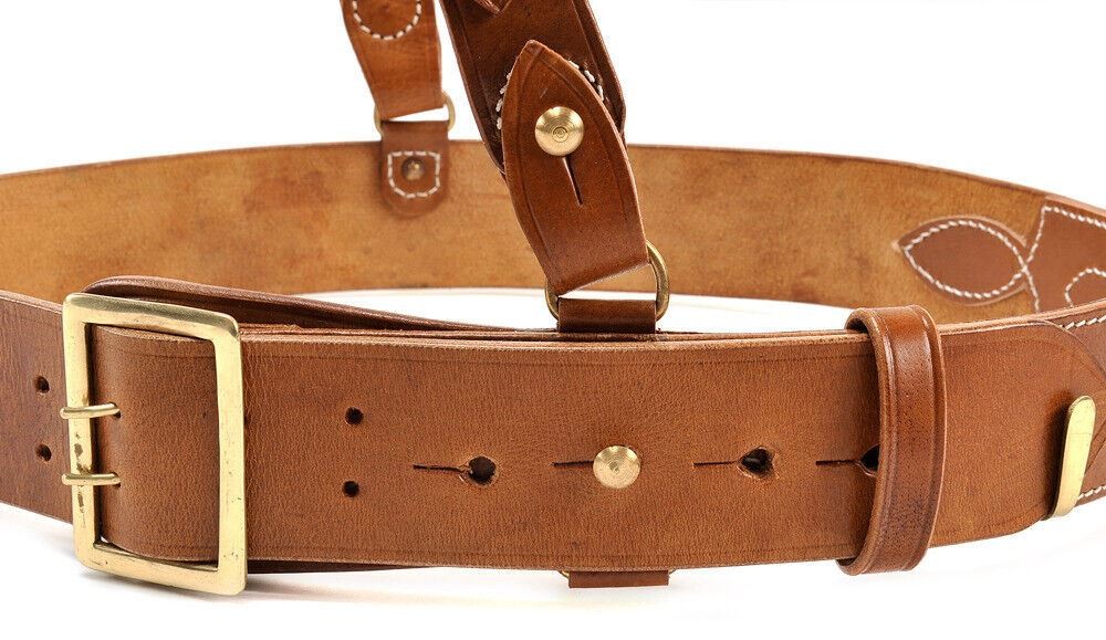 Sam Browne Belt with Shoulder Strap Brown Leather WW1 will fit 46" to 50"