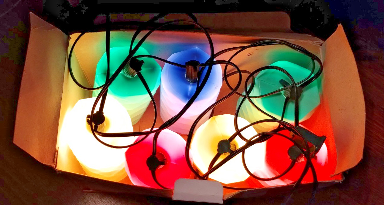 Vintage Lidco 7 Riviera Lights Blow Mold Plastic Patio Party Tiki Bar - TESTED!