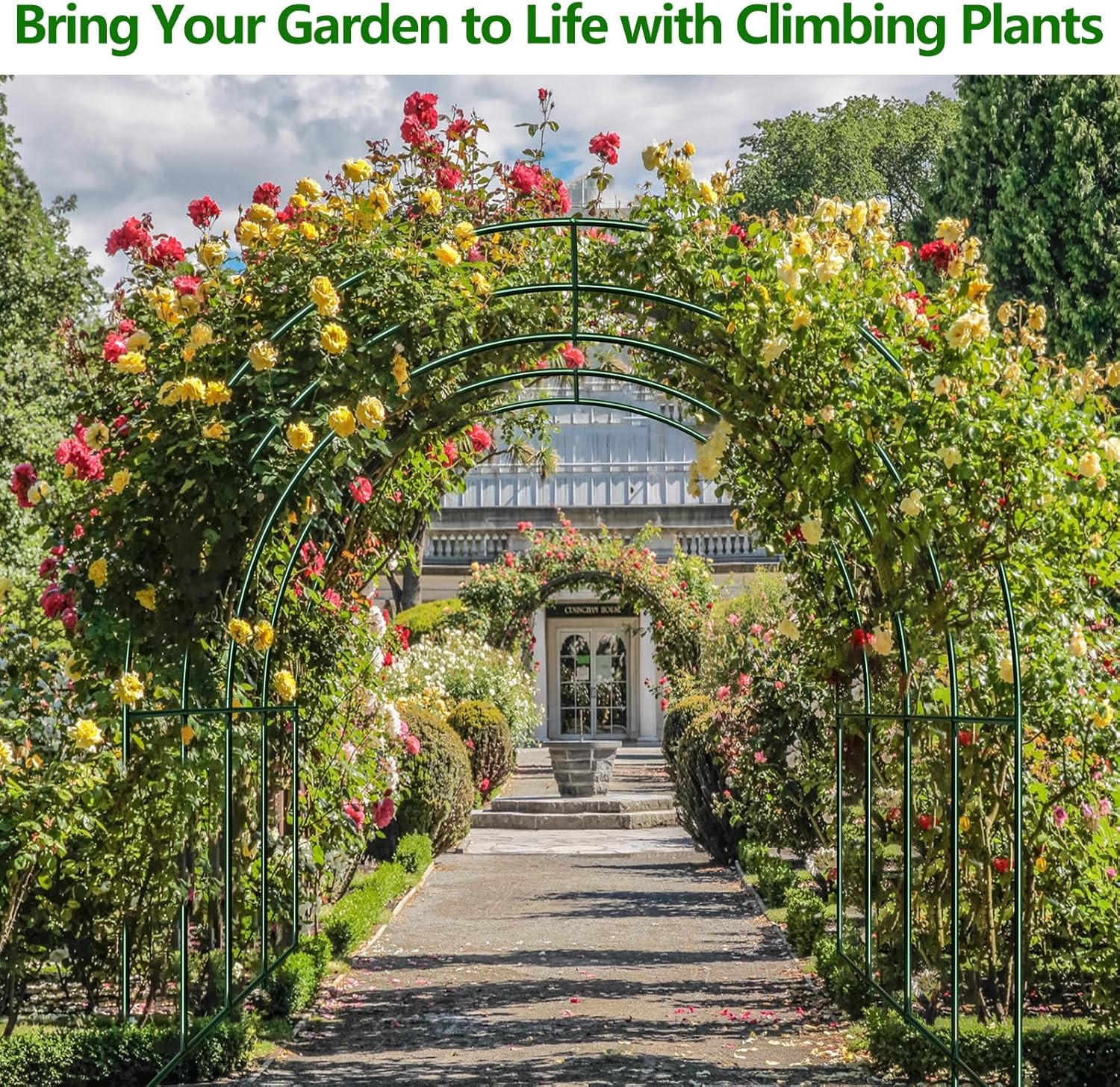 Large Size Steel Garden Arch Rose Arbor Climbing Plant Grape Support Frame Yard