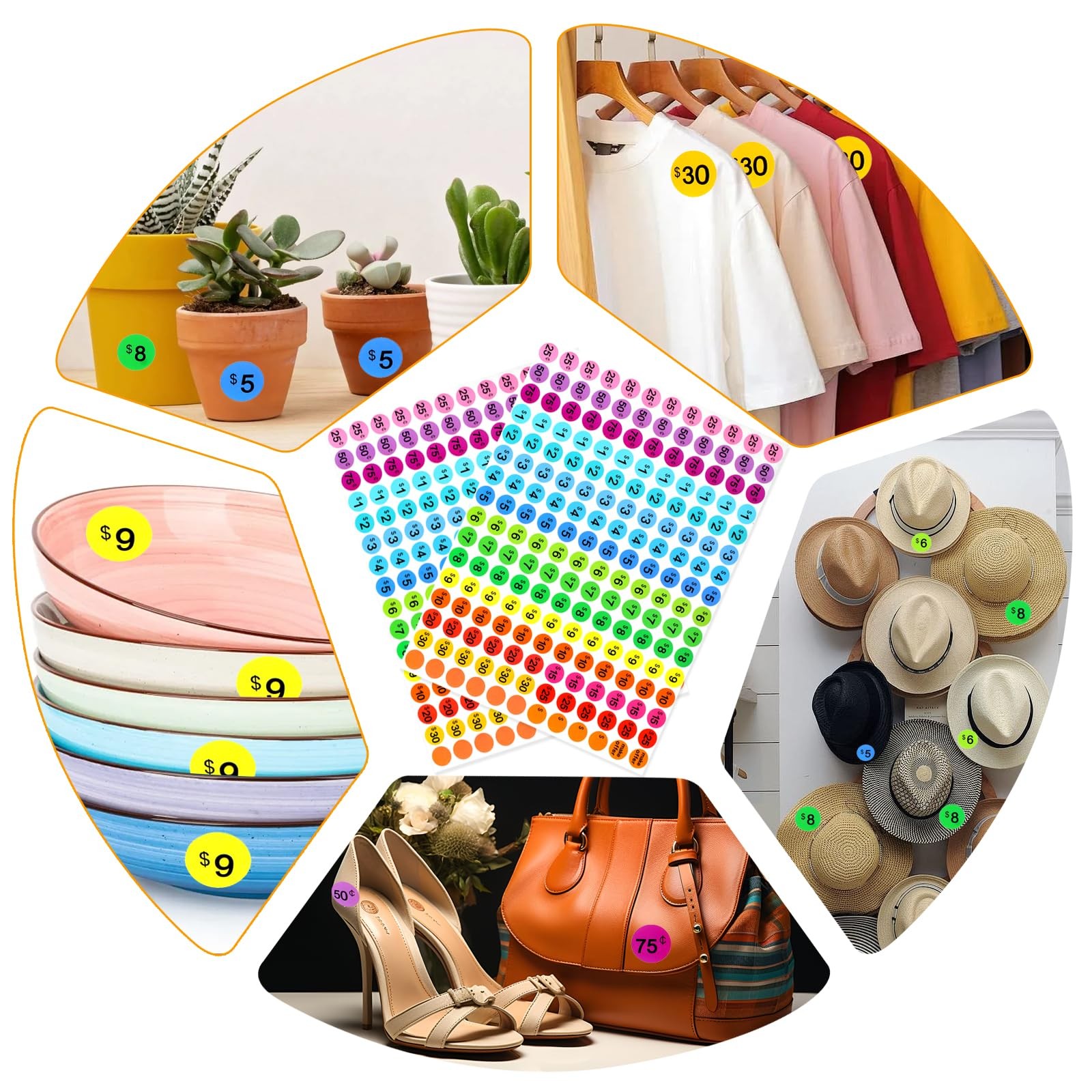 AZUREAL 3072 Piece 16 Sheet Price Stickers, 3/4 inch diameter, Colorful