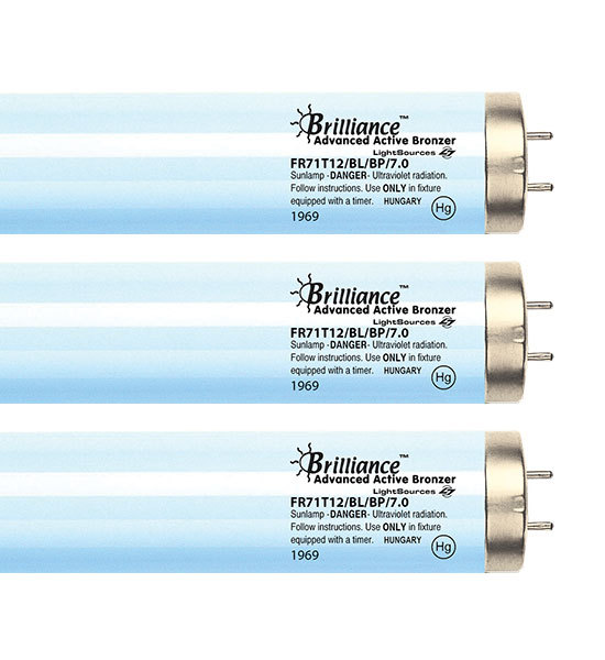 Brilliance Active Bronzer FR71T12 7.0% 100W Bipin Reflector Tanning Bulbs - HOT!
