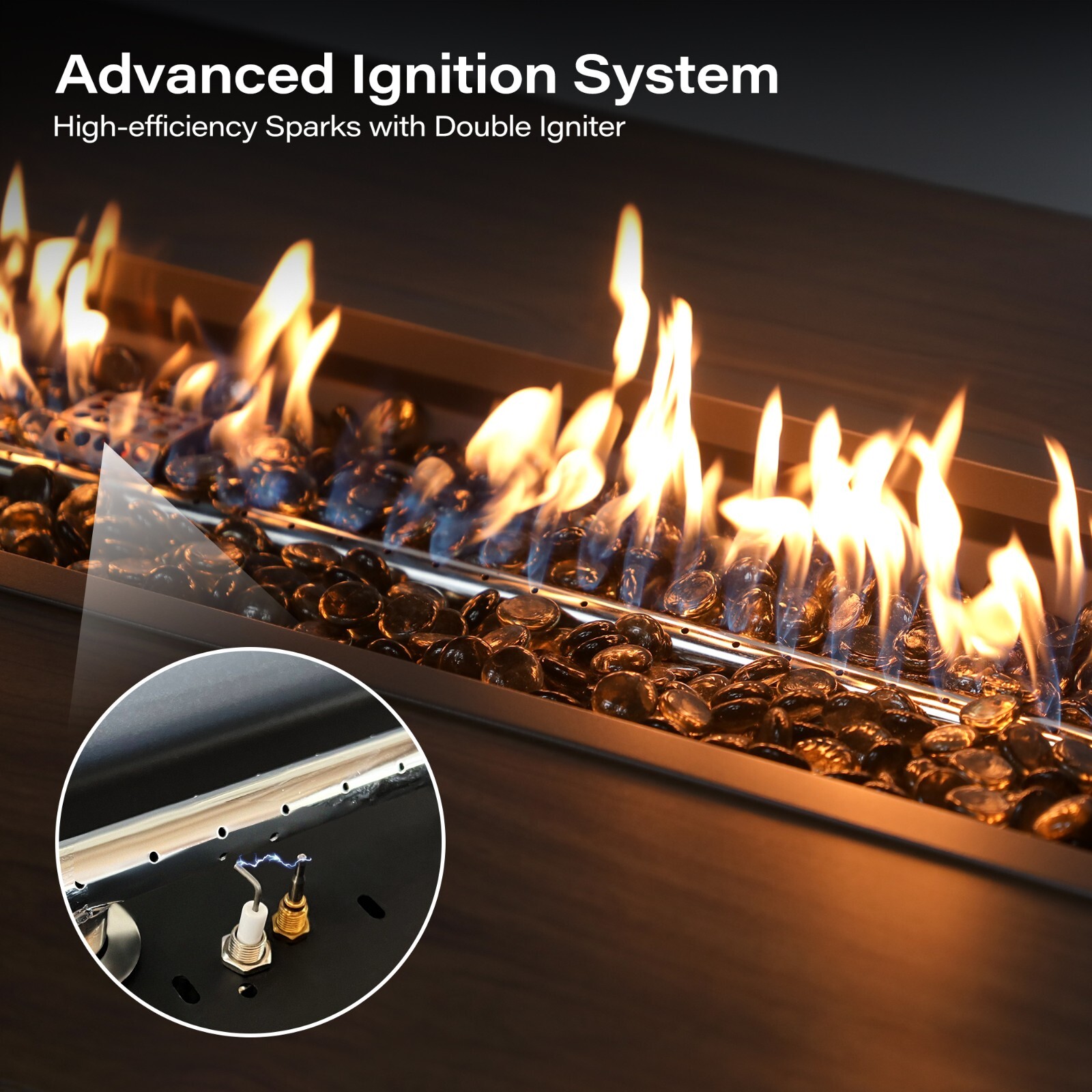 LAUSAINT HOME 43" Outdoor Fire Pit Table, 55,000 BTU Patio Propane FirePit