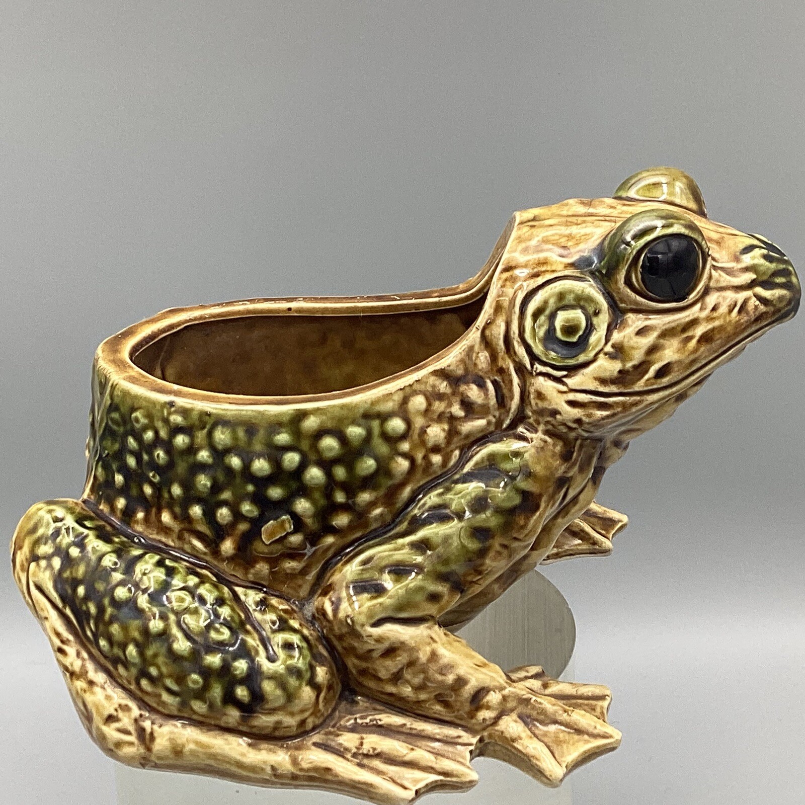 Frog Toad Art Ceramic Planter VTG McCoy California ? Majolica Garden Home Decor