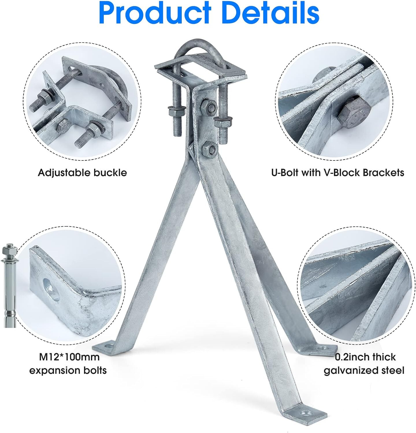 14 Inch Heavy-Duty Antenna Wall Mount,Windproof Stand Off Wall Mast Mount Clamps