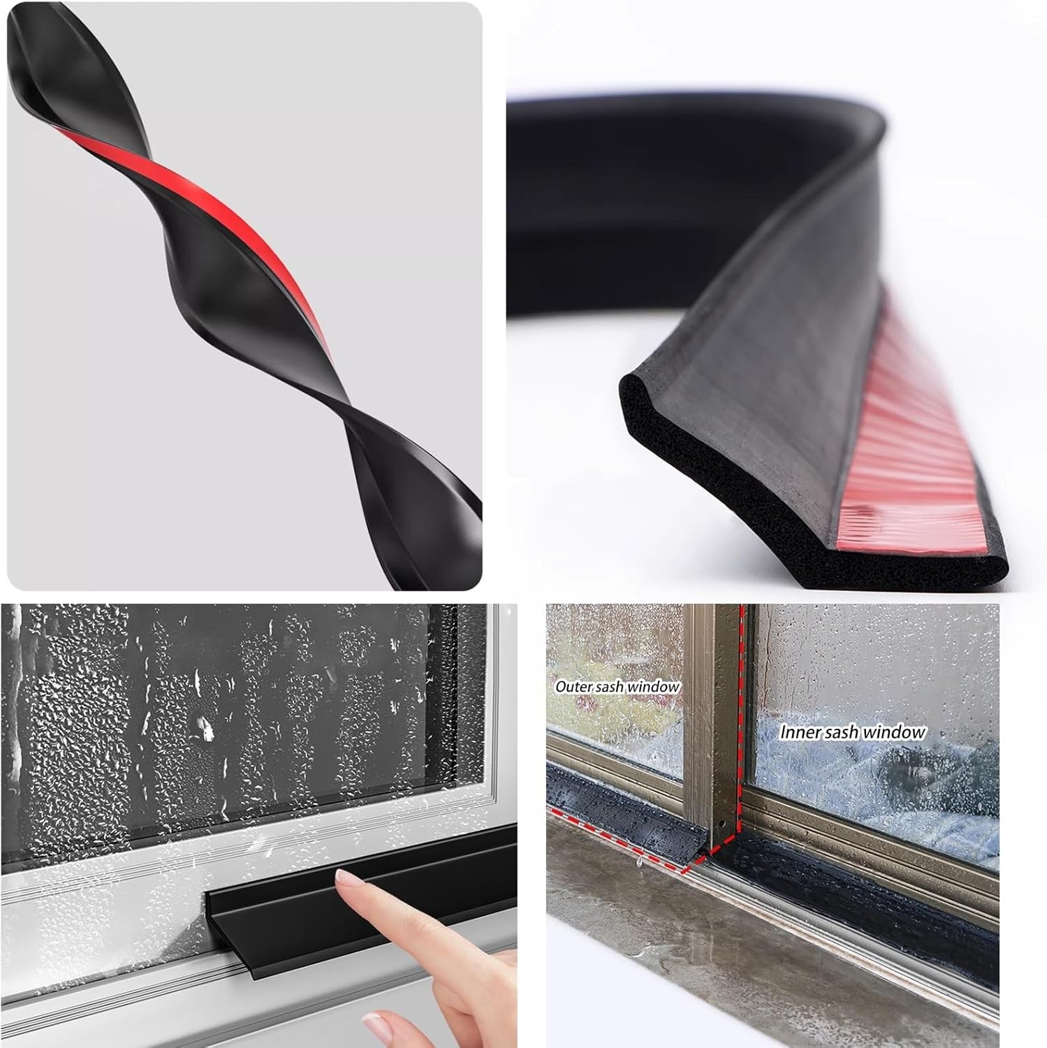 8.2FT Window Guard Seal Strip Trim Rain Deflector for Home Sliding Windows