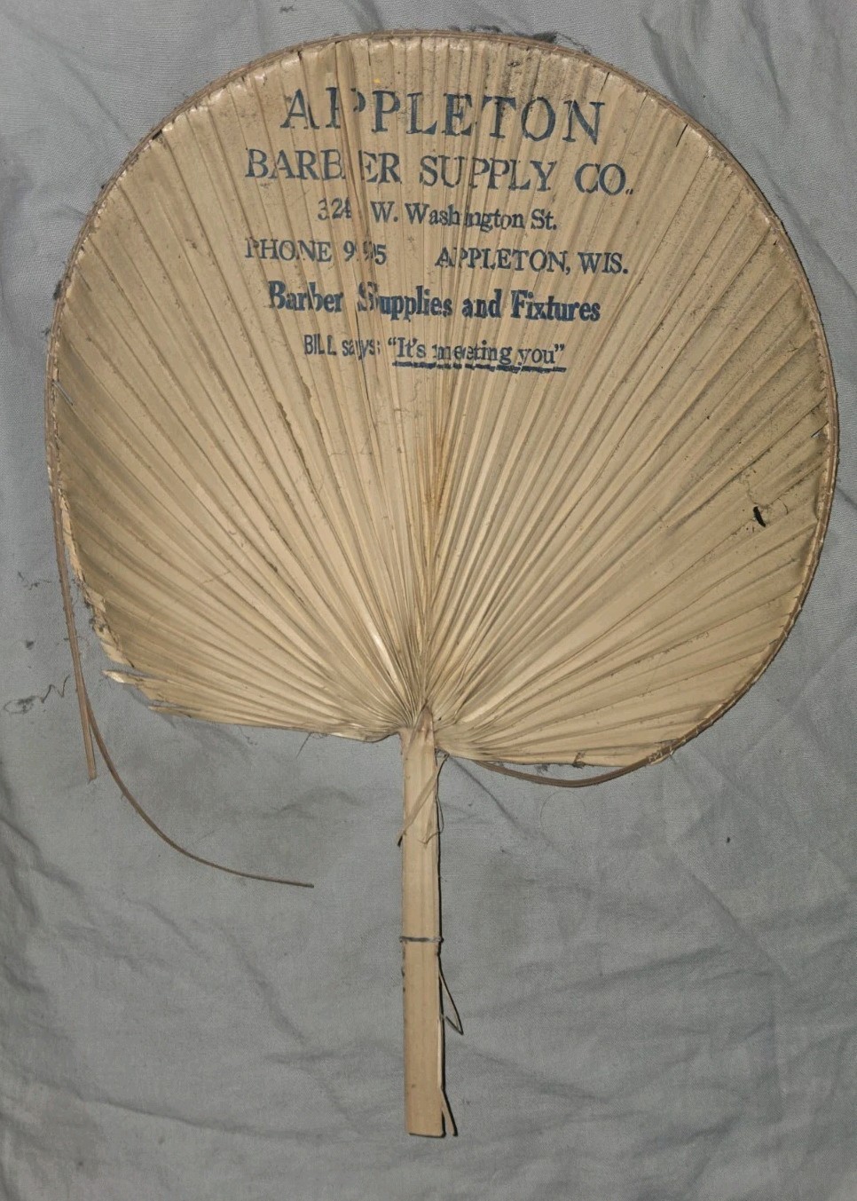 Appleton Barber Supply Company Advertising Fan Appleton Wisconsin. 324 W Wash St