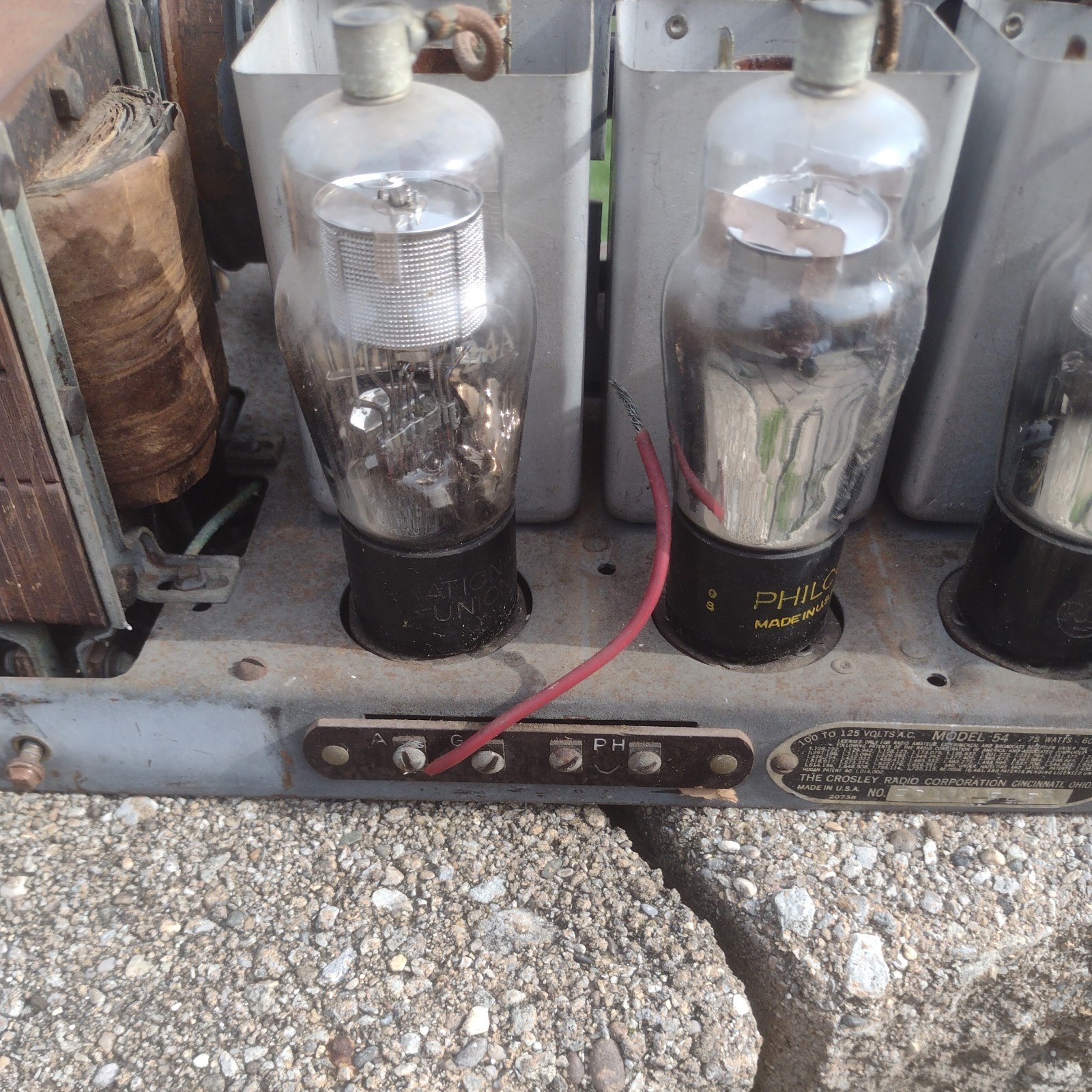 Antique 1931 Crosley Model 54 Cathedral Or Tombstone Radio Chassis. Parts Only