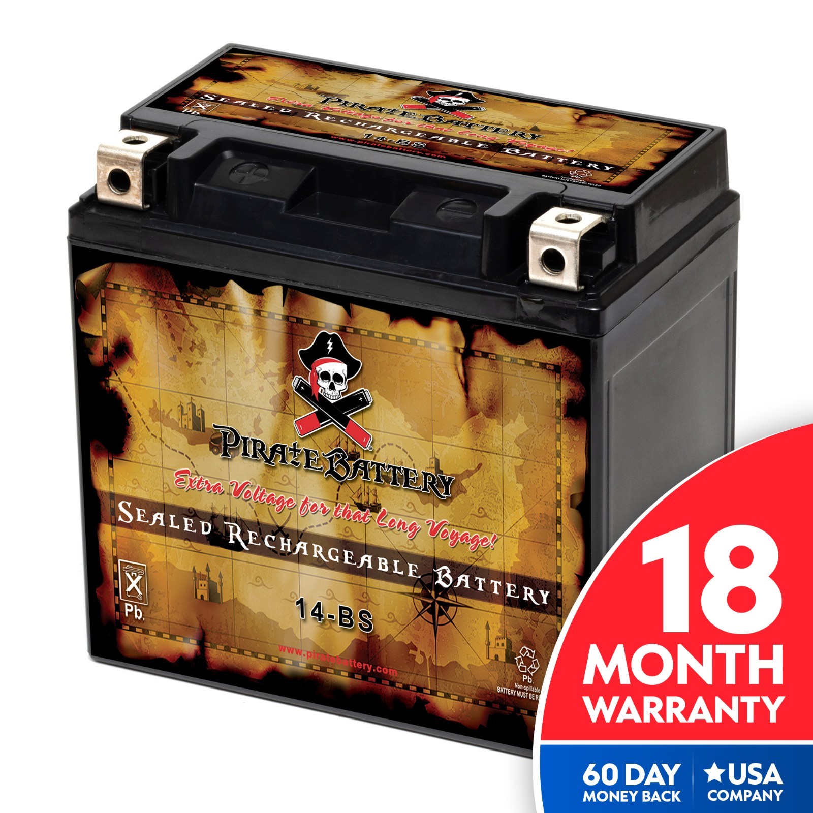 YTX14-BS High Performance - Maintenance Free - Sealed AGM Motorcycle Battery