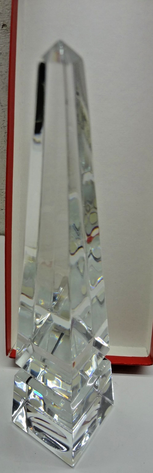 Baccarat Art Crystal Pyramide Monument Louxor 10" Obelisk Made France FREE SHIP!