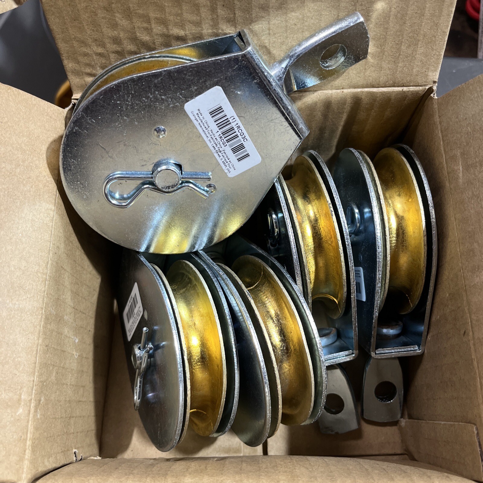 5pc) 3 Inch Swivel Eye Pulley For 1/2” Rope, 650lb Load, 1/2” ID Eye, Zinc Plate