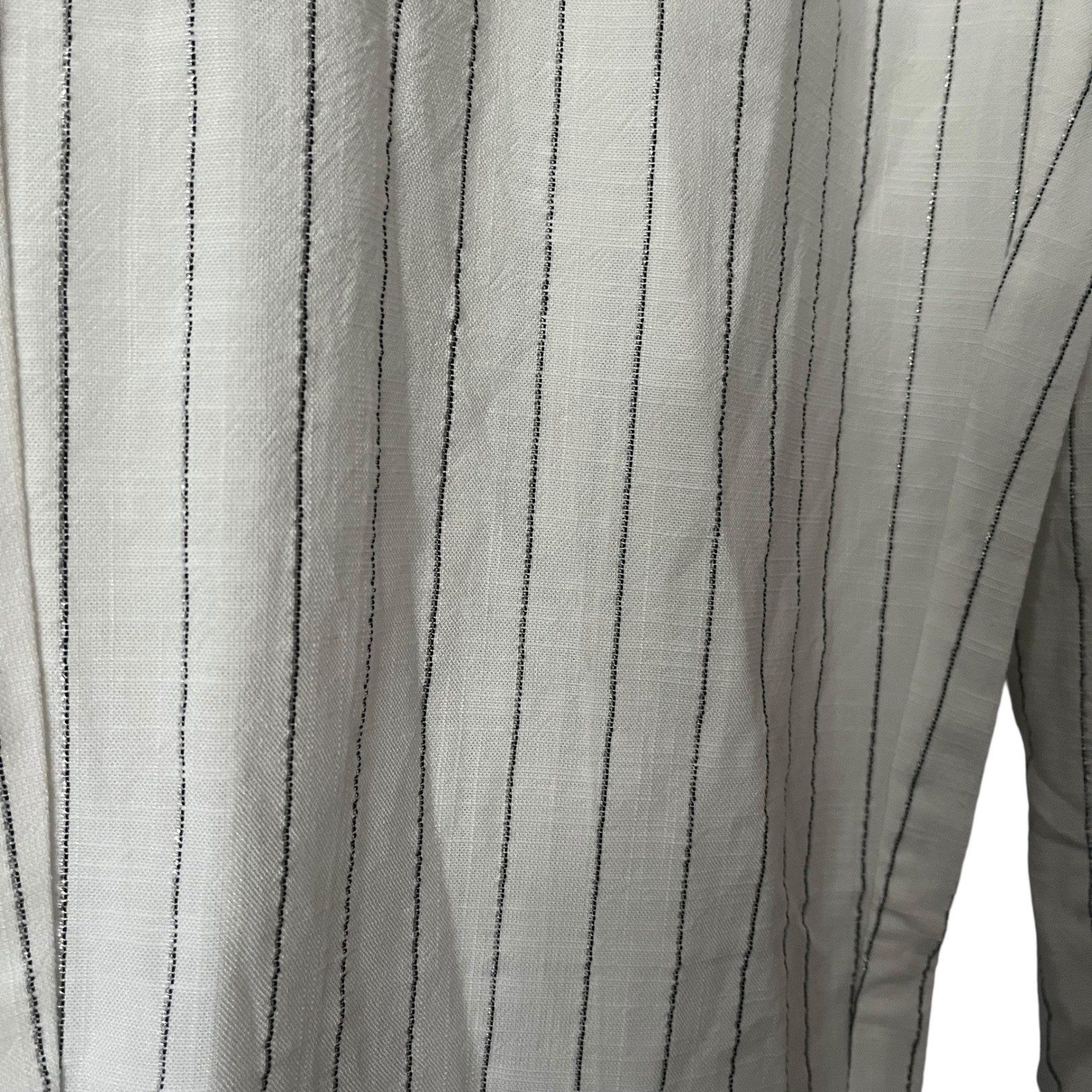 Chico's Size 2 US 12 Pull On Crop Fashion Pants Straight Metallic Stripes NEW