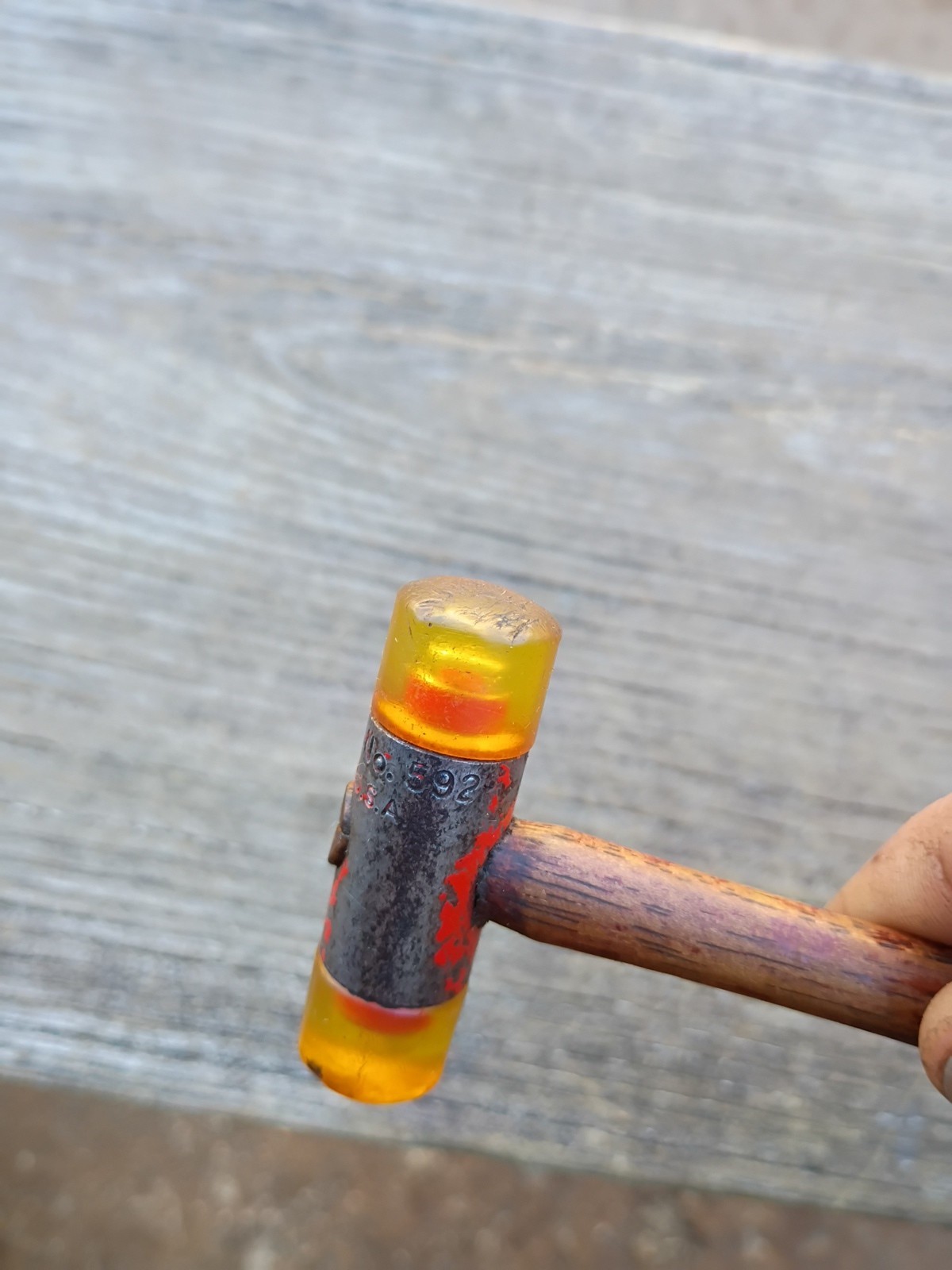 Vintage Stanley No. 592 Small Soft Face Hammer Mallet USA Wood Handle 8 inches