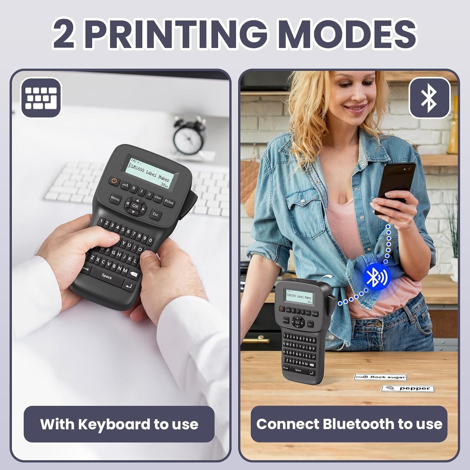 Bluetooth Label Maker Machine Handheld with Backlit Screen Compatible with DYMO