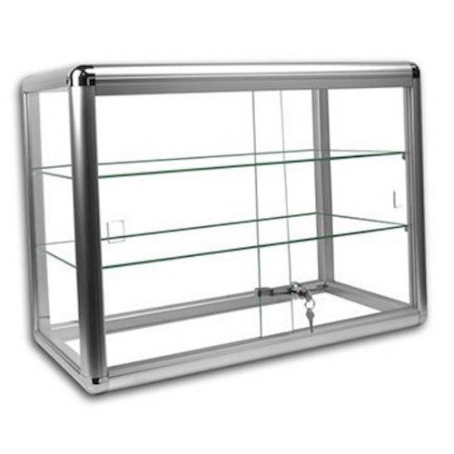 Elegant Silver Anodized Aluminum Countertop Showcase
