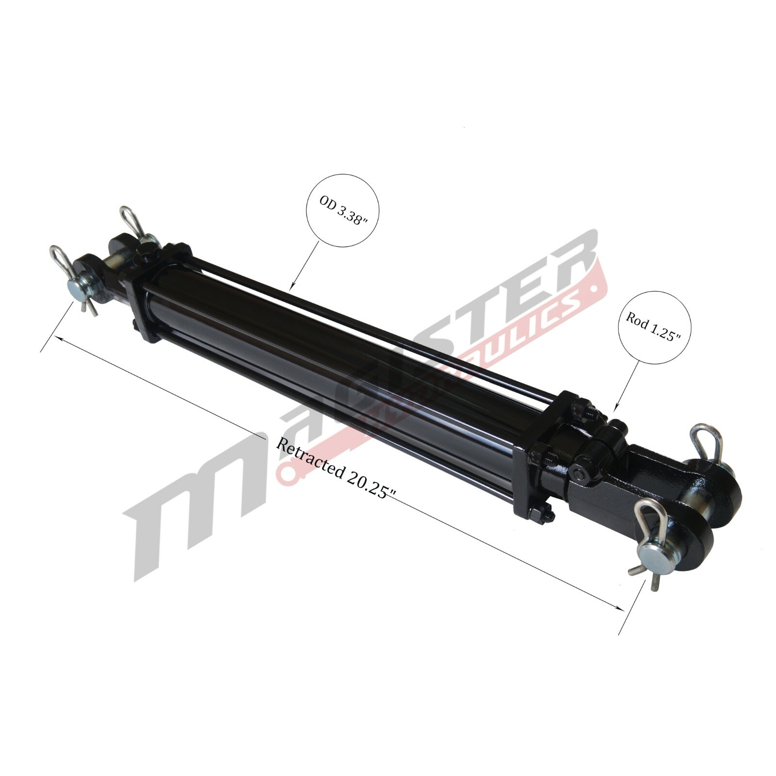 Hydraulic Cylinder Tie Rod Double Action 3" Bore 8" Stroke 2500 PSI 3x8 ASAE