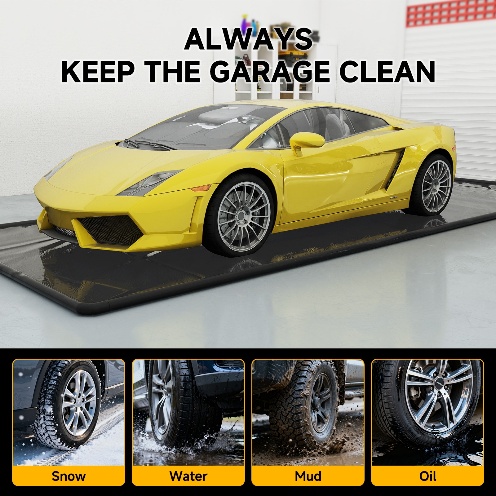 Garage Floor Mat, Non-Slip PVC Under Car Waterproof Containment Mats for Cars