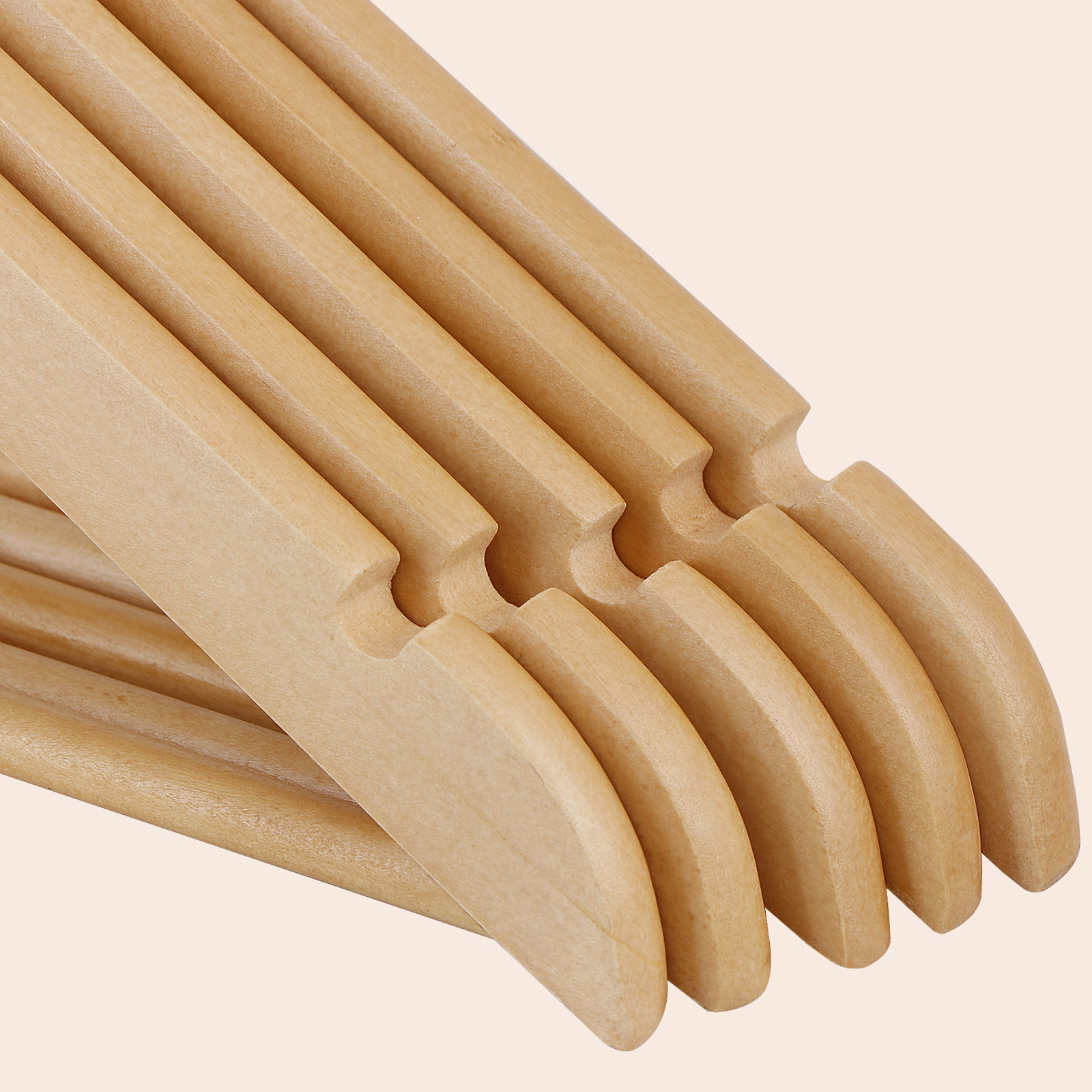 50 Pack Clothes Hangers Premium Natural Finish Suit Pant Dress Coat Hangers Wood