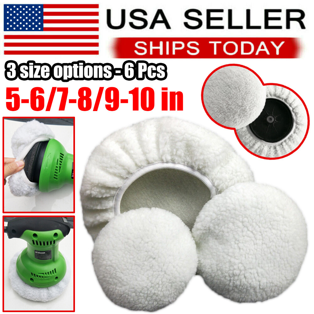 6PCS 5-6/7-8/9-10 inch Polishing Bonnet Buffer Pads Soft Wool For Car Polisher