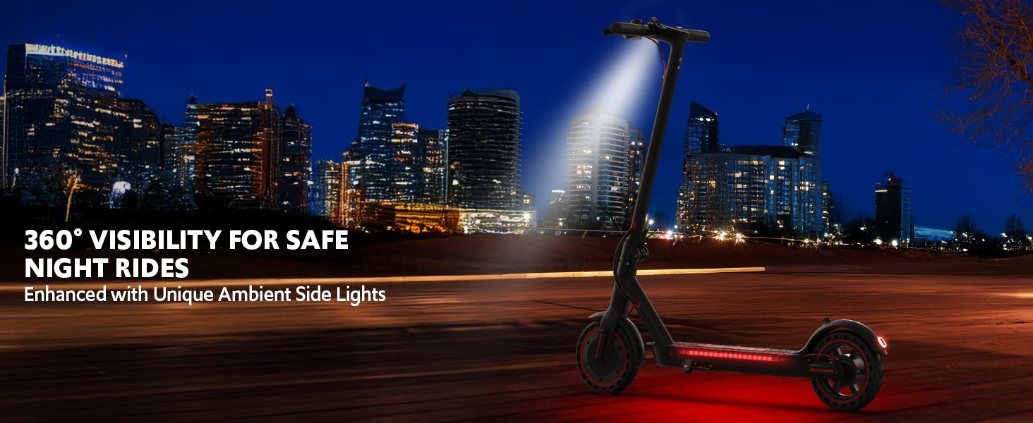 Electric Scooter Adults, Up to 21 MPH, Folding E-Scooter Built-in Side Lights