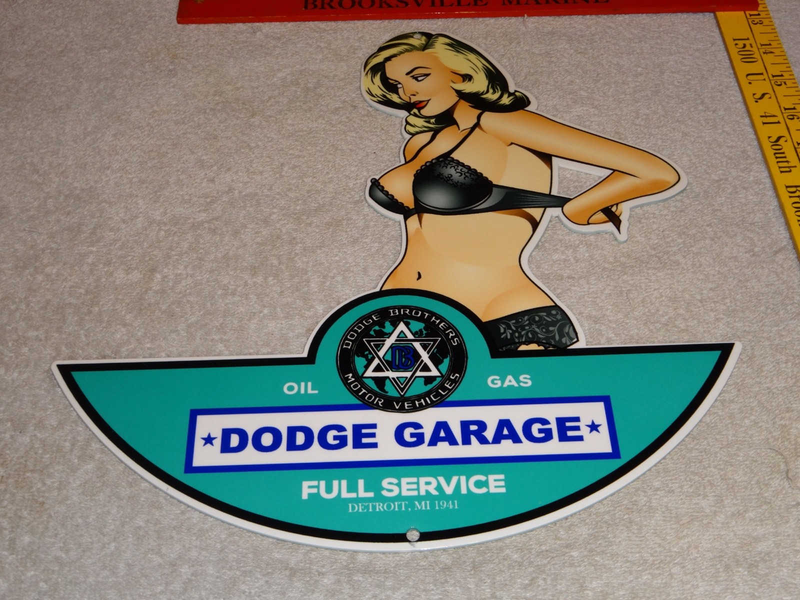 VINTAGE DODGE BROTHERS MOTOR VEHICLE SERVICE GARAGE 👩 WOMAN METAL GASOLINE SIGN