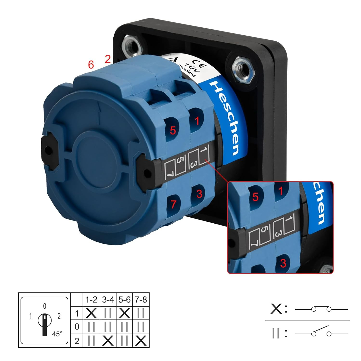 Universal Rotary Cam Selector Changeover Switch SZW26-20/D202.2 660V 20A On-Off-