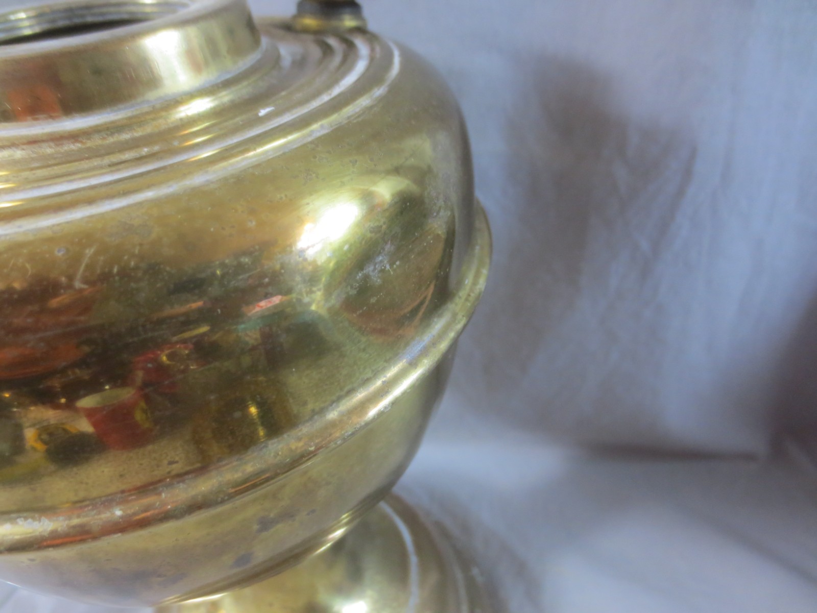 Vintage Made In England Brass Duplex Oil Lamp And Chimney Shepards Hut Lamp