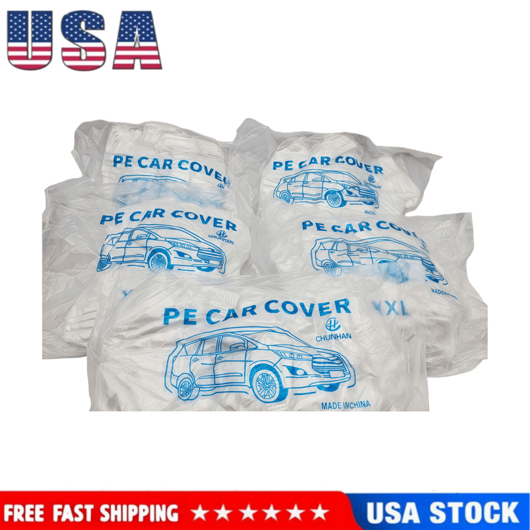 5 PACK Clear Plastic Disposable Car Cover Temporary Universal Rain Dust Garage