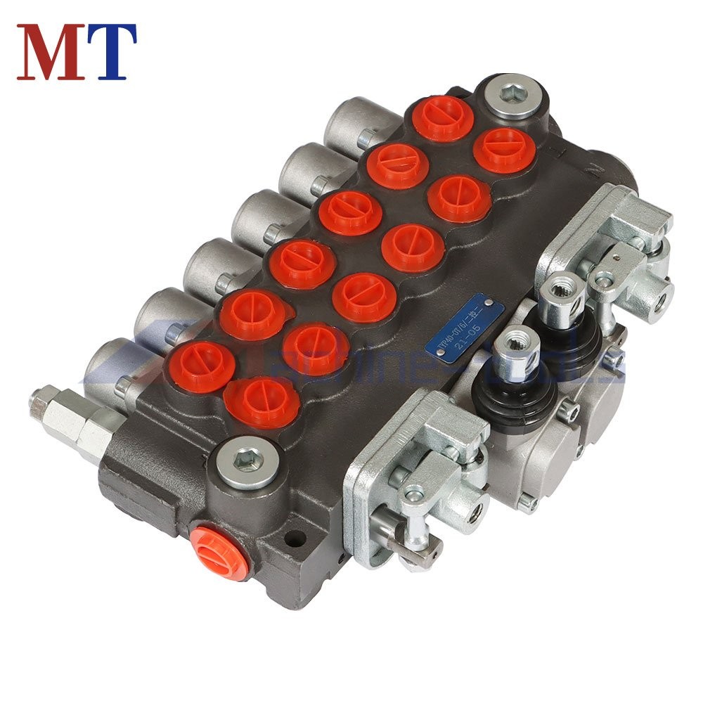 6 Spool Hydraulic Backhoe Directional Control Valve With 2 Joysticks 11GPM