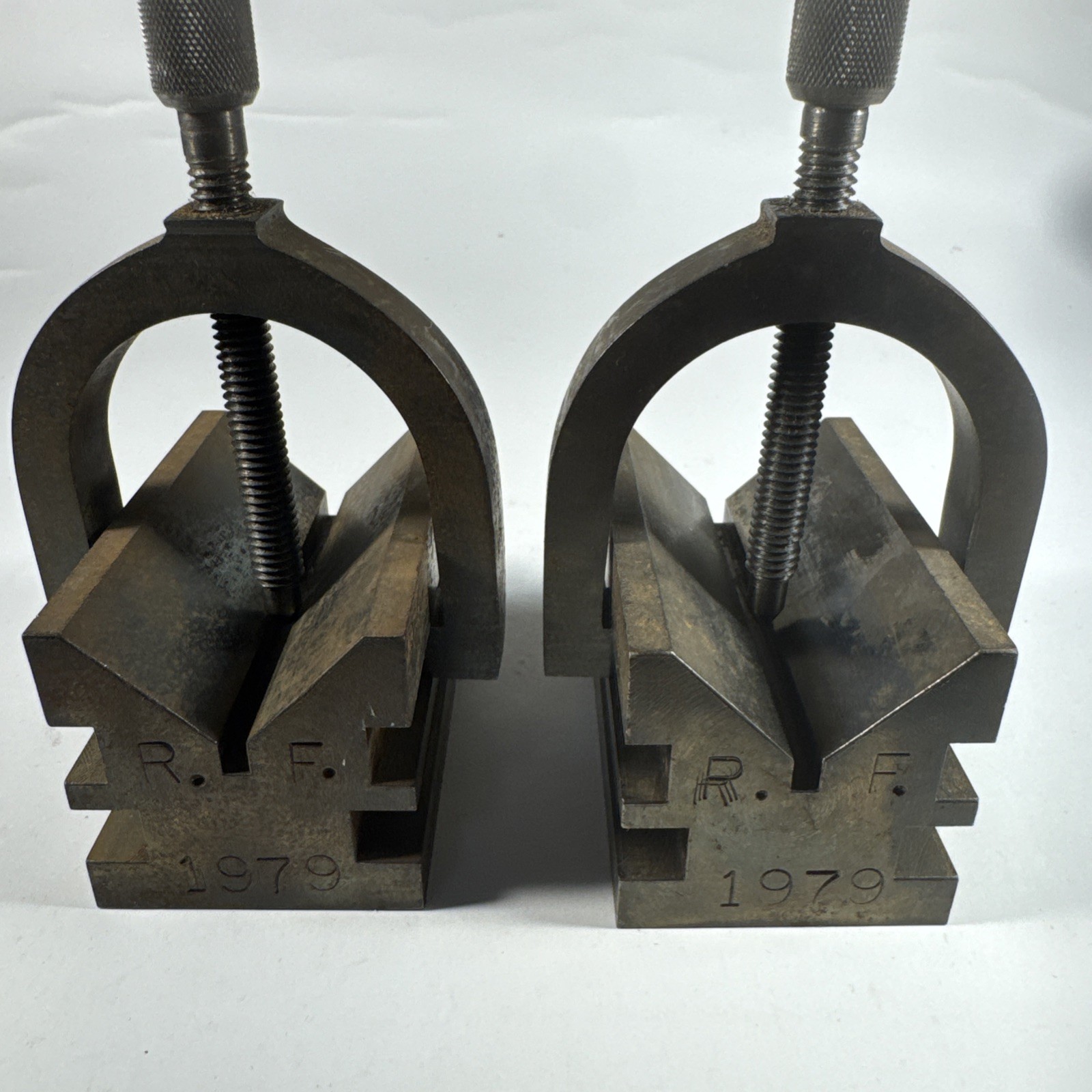 R.F. 1979 Precision V-block and clamp set Heavy Bronze 2.9 Pounds Each