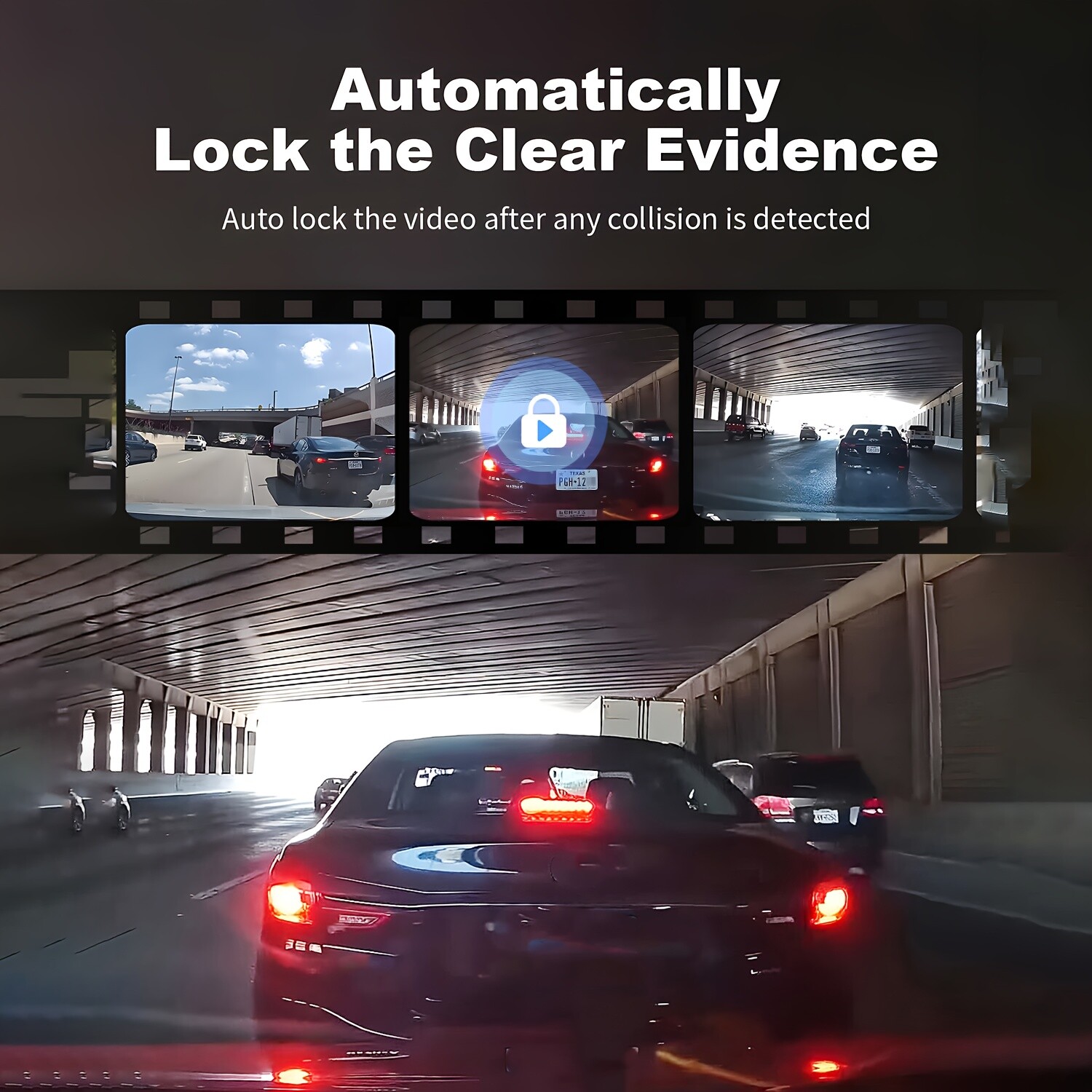 1080P Dash Cam Motion Detect Front and Inside Dual Dash Camera W/ 32GB SD Card