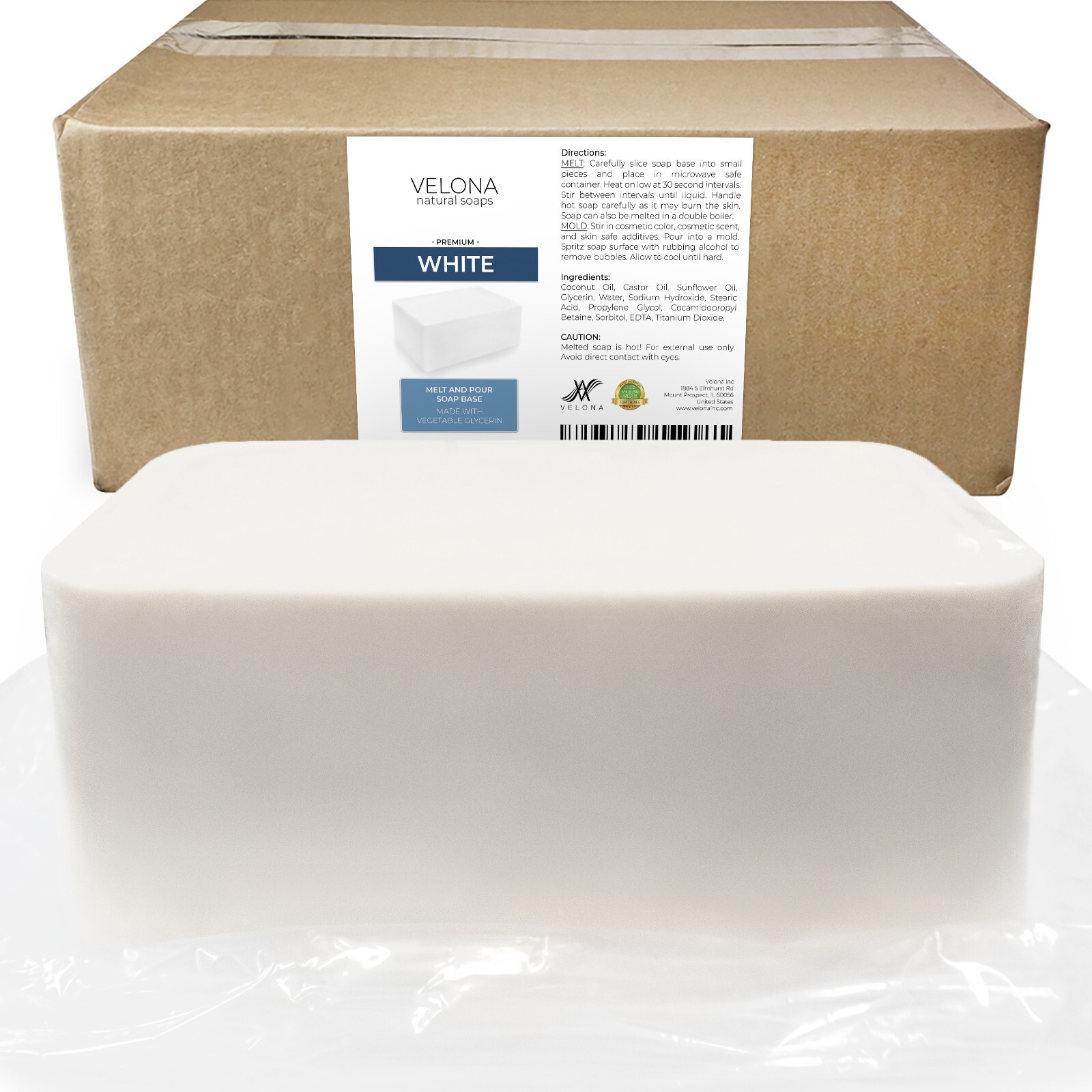 2, 5, 10, 25 LB - White Melt and Pour Soap Base by Velona | SLS/SLES Free