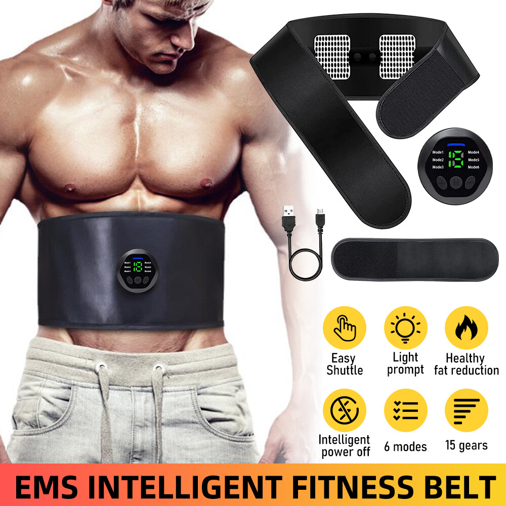 Rechargeable EMS Abdominal Muscle Toning Belt Trainer ABS Stimulator Toner Belt
