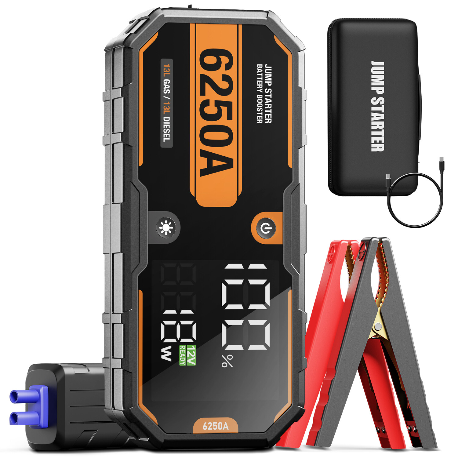 Portable Jump Starter 6250A Battery Booster Pack Charger Power Heavy Duty Truck