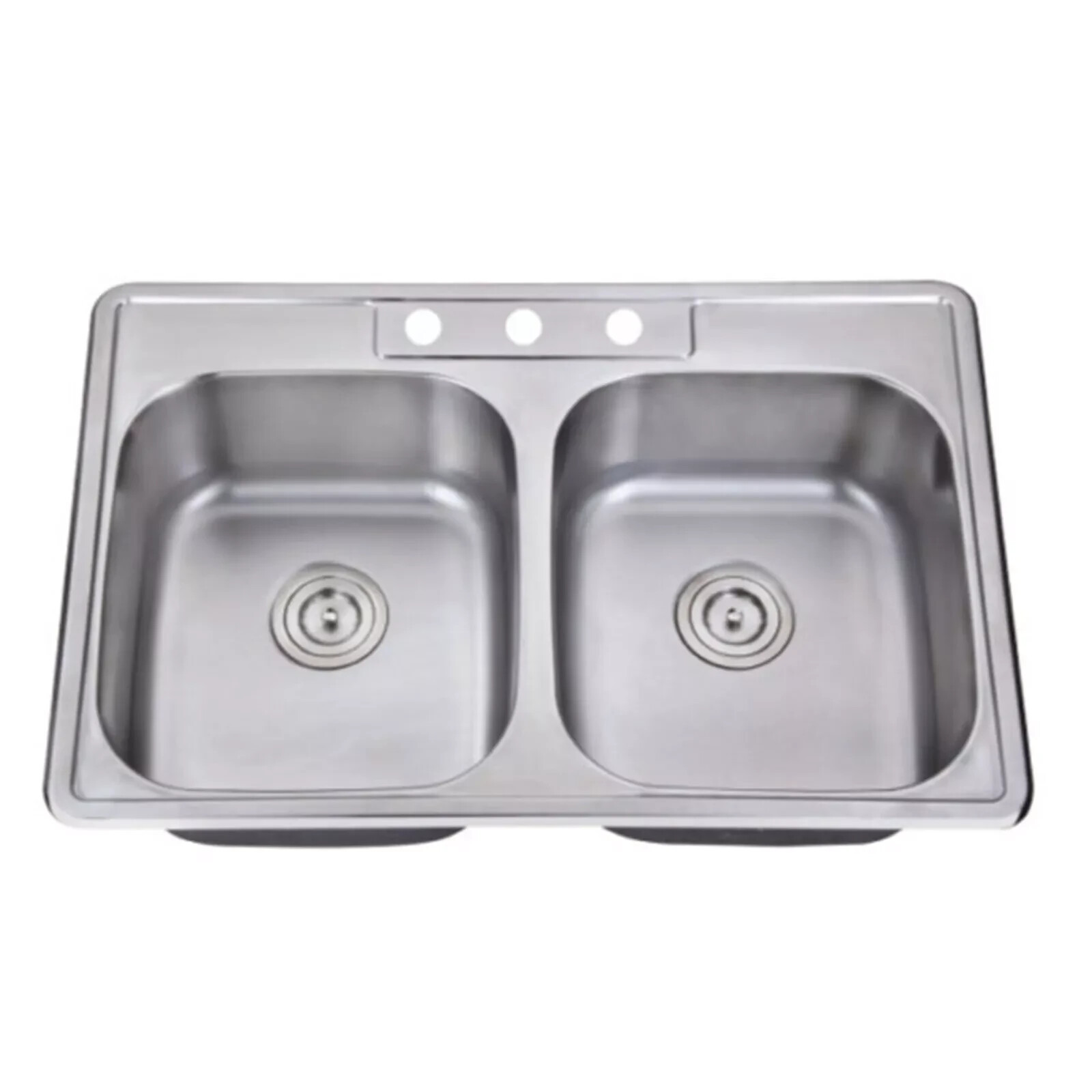 33'' x 22'' Drop In Stainless Steel Kitchen Sink, Top Mounted Deep Sink Double