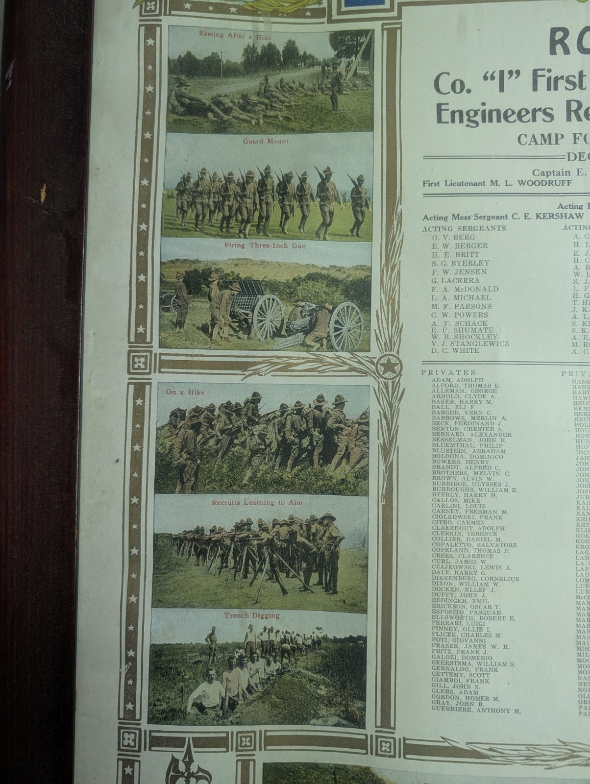 WWI Roster First Training Battalion Engineers Replacement Troops Camp Forest GA