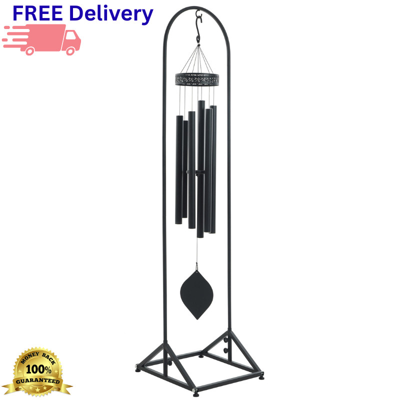 76" Metal Wind Chime Stand Heavy Duty Steel Outdoor Garden Display Hook New