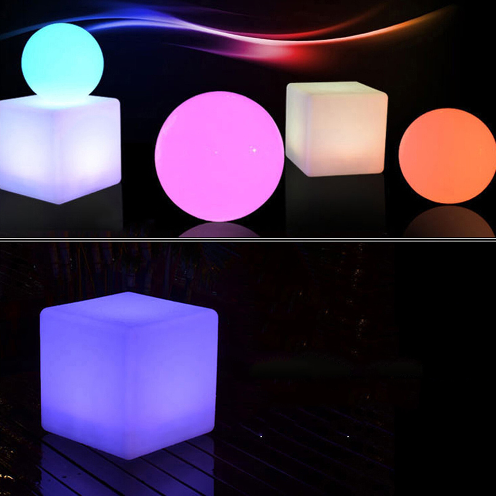 16 RGB Cube Seat Party Club Bar Chairs Furniture LED Color Changing Stool Tables