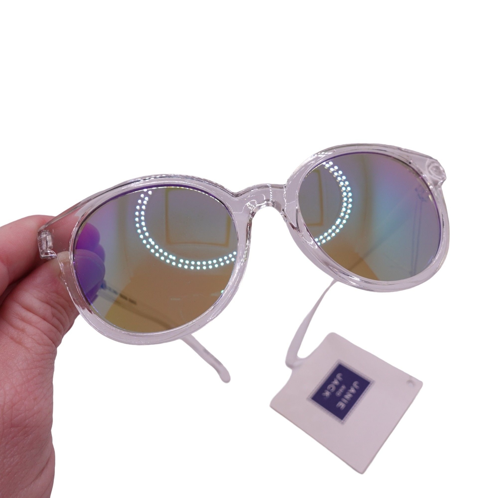NWT Janie And Jack Round Sunglasses Girls 4 And Up Clear Tinted UV Lenses