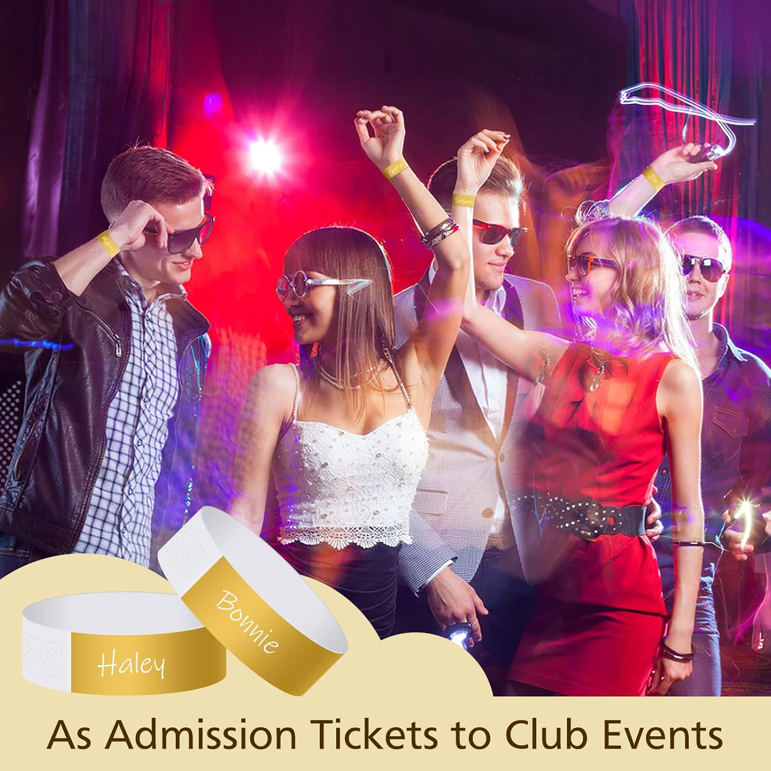 Paper Wristbands for Events - 300 Pcs Gold Waterproof Party Arm Bands