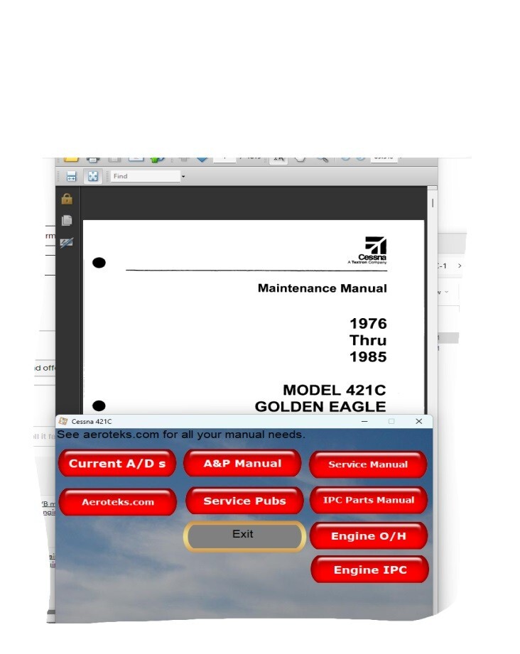 Cessna 421 C maintenance library service manual set n engine w A/Ds