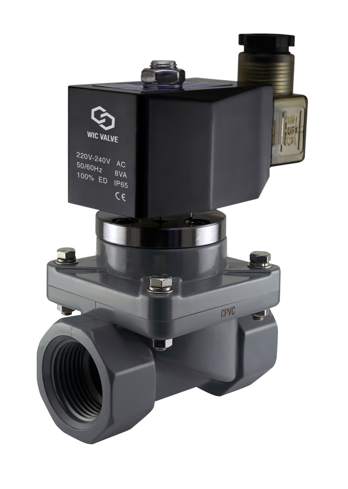 1/2" Anti Corrosion Salt Water Acid Resistant Solenoid CPVC Valve NC 220V AC