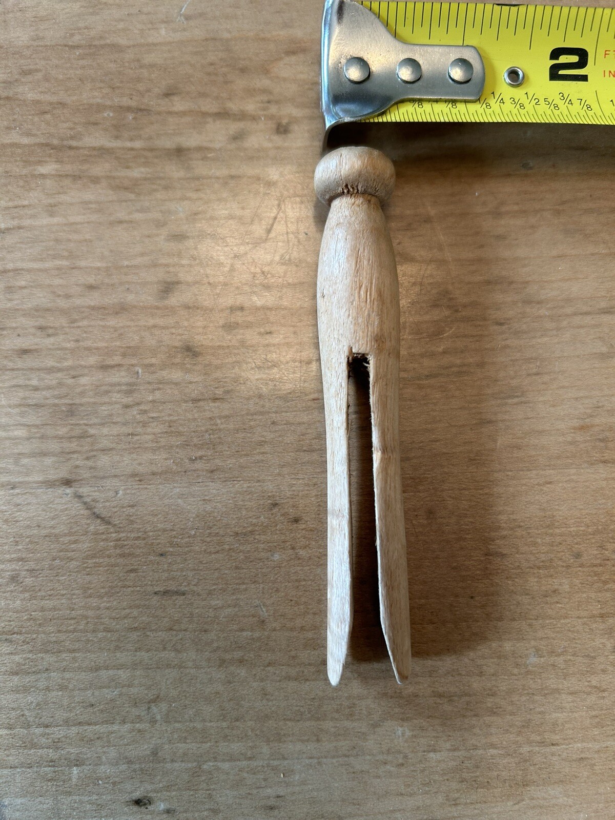 Vintage Wooden Clothes Pins 1950's/Crafts/Round Head Flat Top - 20 Quantity