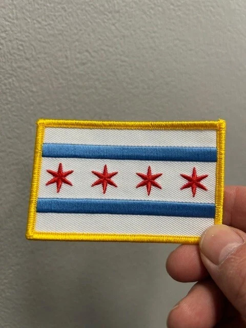 CITY OF CHICAGO FLAG PATCH, BIKER PATCHES, FLAG PATCHES, CHICAGO FLAGS