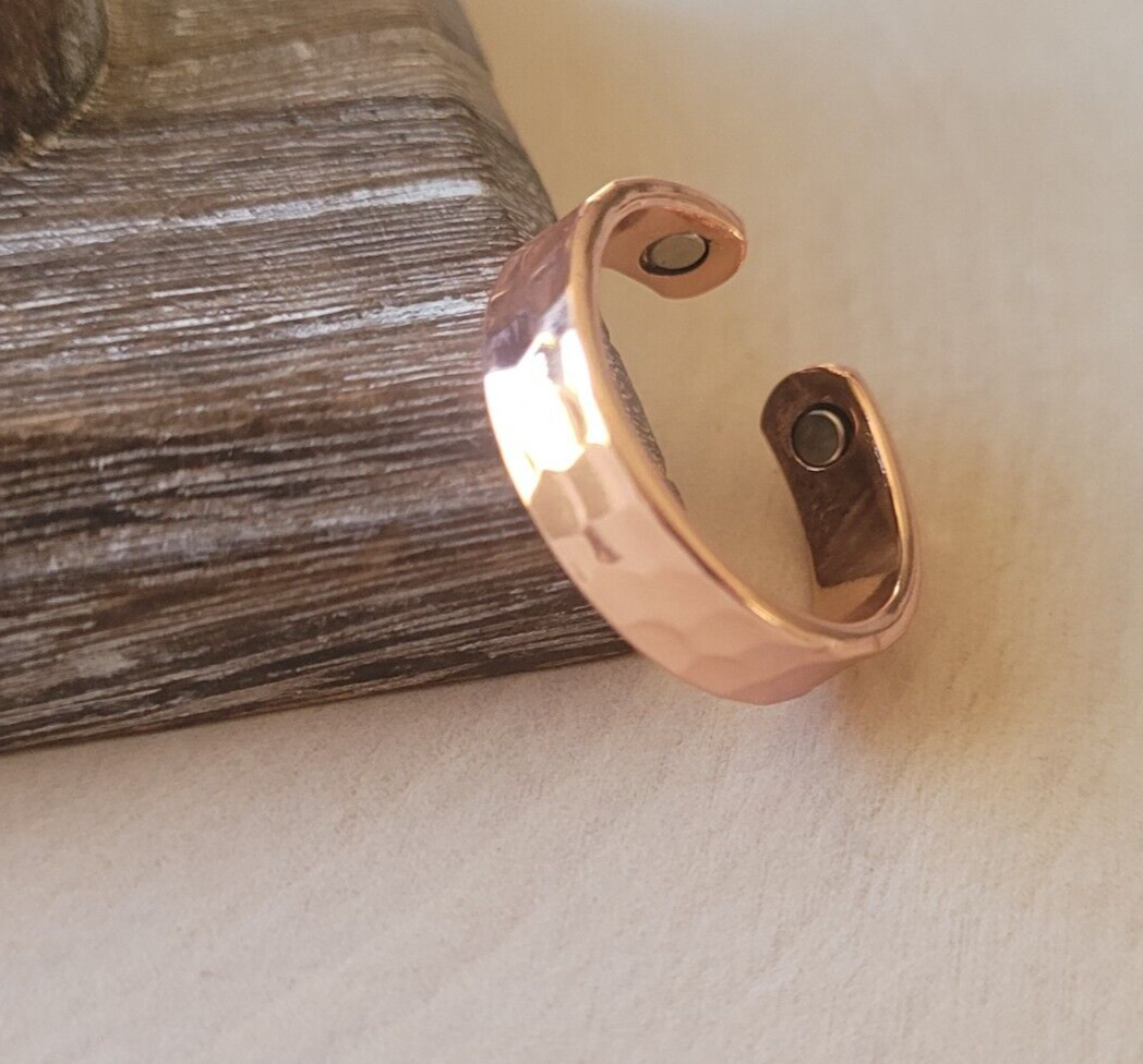 Pure Copper Magnetic Ring - Men Women Arthritis Adjustable Ring Hammered